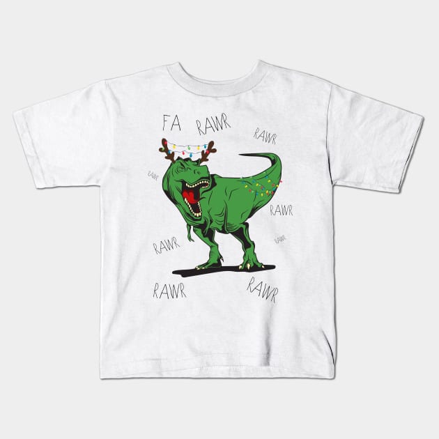 Xmas T-Rex Kids T-Shirt by RainbowAndJackson